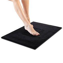 Килимок для ванної кімнати 50х70 см бавовна жаккард з ніжками пл 700 гр/м2 чорний рушник для ніг