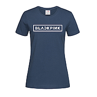 Темно-синяя женская футболка С надписью Blackpink (14-1-2-1-темно-синій)