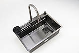Кухонна мийка SMART & ART R004 6845BL PVD чорна "Водоспад", фото 5