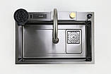 Кухонна мийка SMART & ART R004 6845BL PVD чорна "Водоспад", фото 4