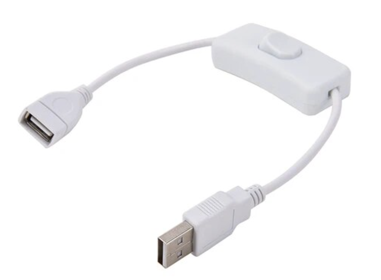 Кабель USB тато-мама з вимикачем для світлодіодних стрічок та іншого, 20см, клавіша, білий