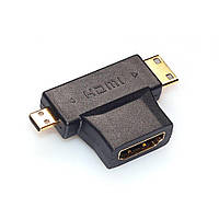 Перехідник 3 в 1 HDMI M - Mini HDMI F + Micro HDMI F