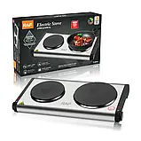 Плита електрична дві конфорки 2500 Вт нержавіюча сталь Raf R.8014, фото 2