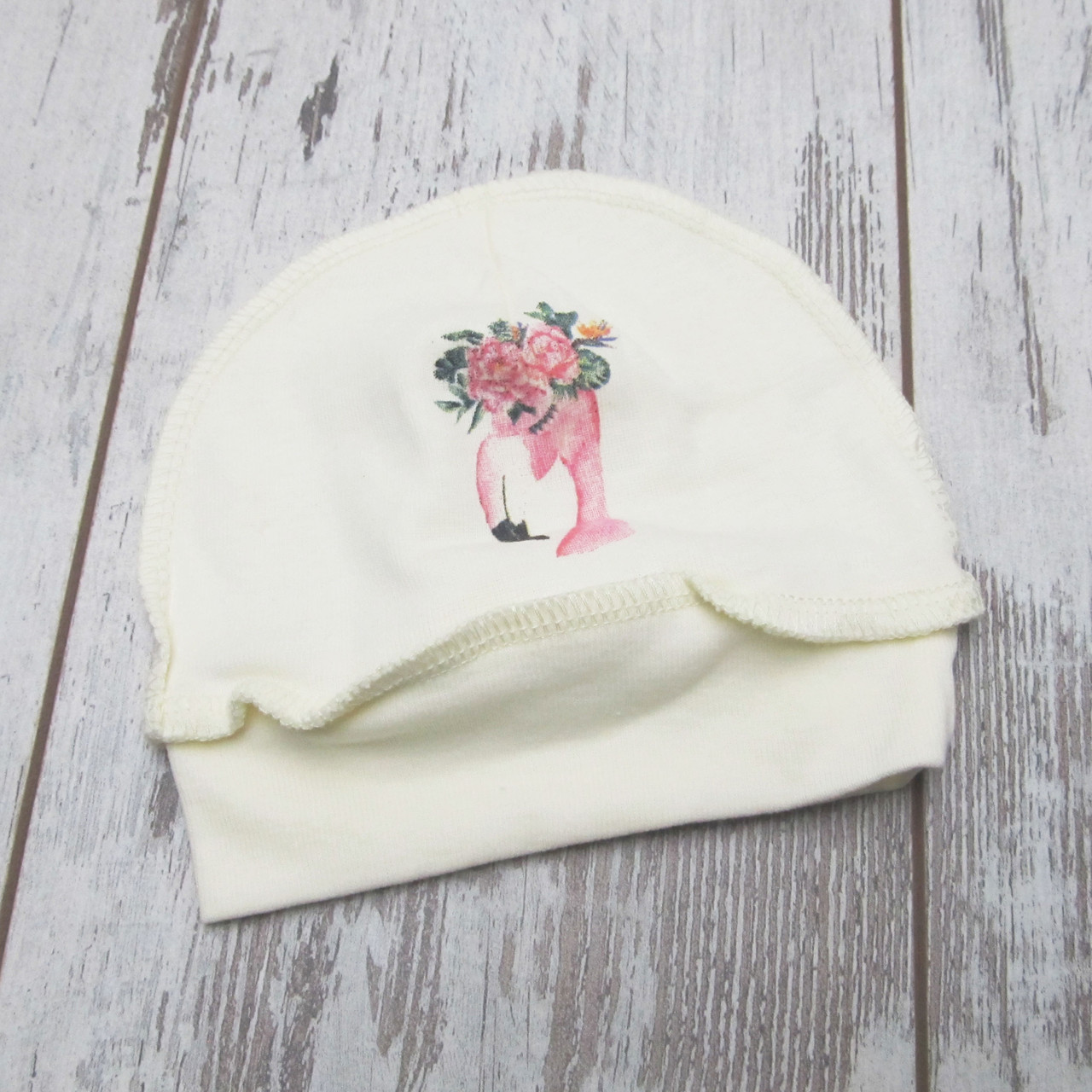 36-40 0-5 міс (22) трикотажна шапочка з вузликом для новонароджених в пологовий будинок без зав'язок 4149 РЗВ