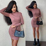 Жіноча трикотажна сукня-гольф в рубчик — облягаюча міні сукня 42–48 Туреччина, фото 6