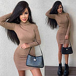 Жіноча трикотажна сукня-гольф в рубчик — облягаюча міні сукня 42–48 Туреччина, фото 3