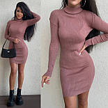 Жіноча трикотажна сукня-гольф в рубчик — облягаюча міні сукня 42–48 Туреччина, фото 5