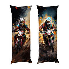 Дакімакура подушка-обіймашка «Мотоцикліст у фарбах. Motocross sketch style»