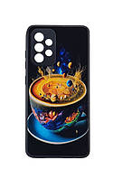 Чехол Glass Case для мобильного телефона Samsung A52 / A525 стеклянный черный бампер с рисунком mug