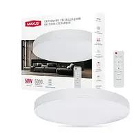 Светильник светодиодный настенно-потолочный с пультом д/у Maxus Functional Ceiling light 50 W 3CCT (круг)