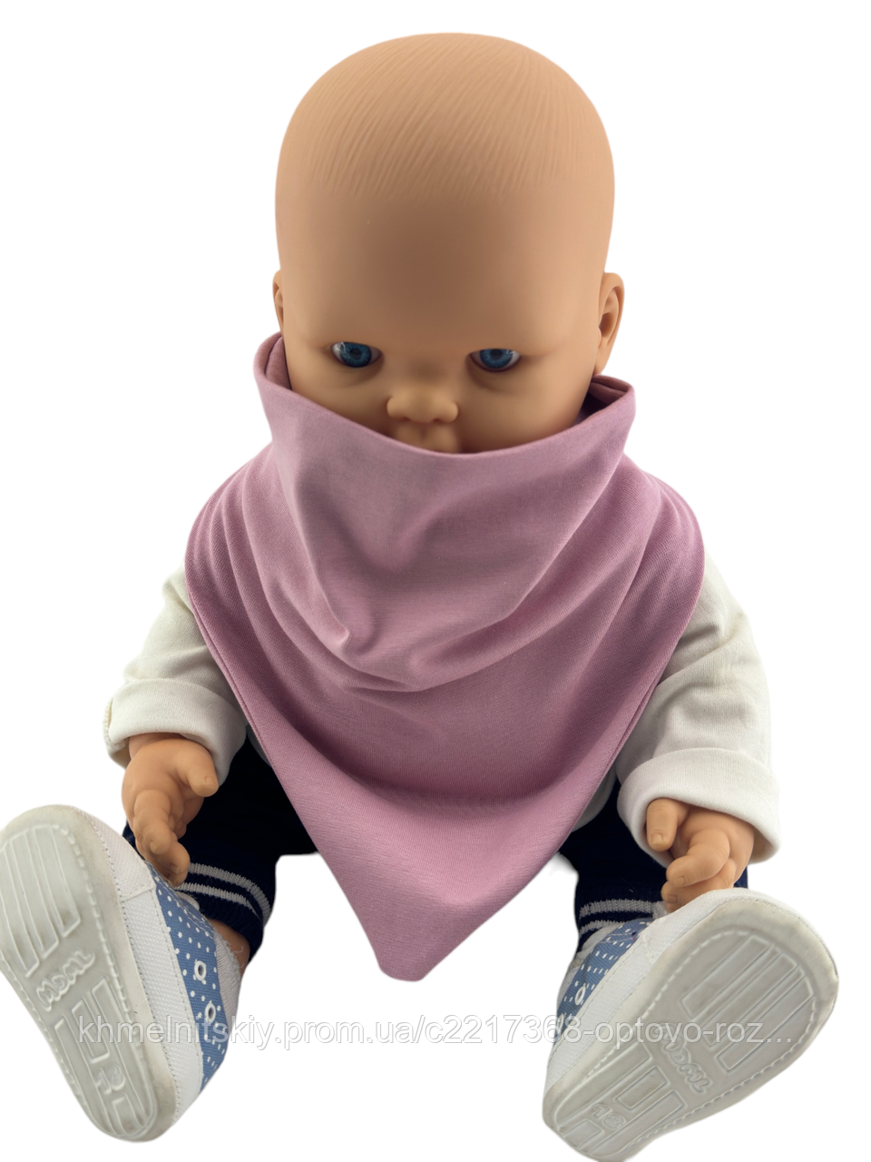 Шапка дитяча трикотажна подвійна дитяча з хомутом головні убори рожевий (ШД589), фото 1