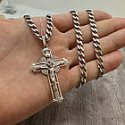 Срібний комплект з чорнінням панцирний ланцюжок та красивий хрест 925 проба, фото 2