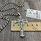 Срібний комплект з чорнінням панцирний ланцюжок та красивий хрест 925 проба, фото 6