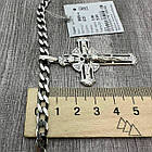 Срібний комплект з чорнінням панцирний ланцюжок та красивий хрест 925 проба, фото 7