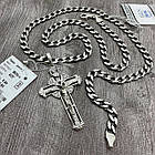 Срібний комплект з чорнінням панцирний ланцюжок та красивий хрест 925 проба, фото 4
