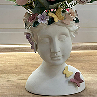 Ваза-бюст з білого фарфору 18 см для квітів та декору.