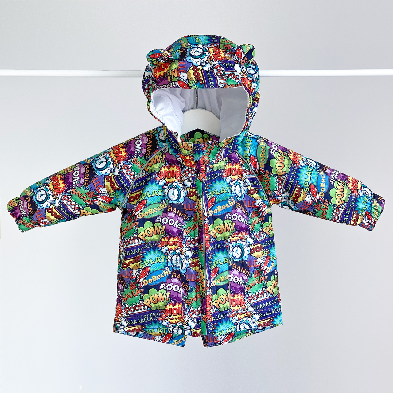 Куртка дитяча DoRechi водонепроникна плащівка Комікс зріст 74 см (6-9 місяців) Синій+Зелений, фото 1