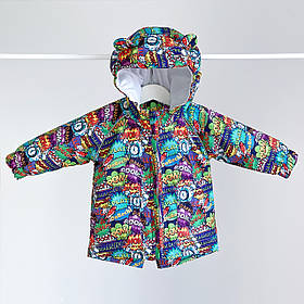 Куртка дитяча DoRechi водонепроникна плащівка Комікс зріст 74 см (6-9 місяців) Синій+Зелений