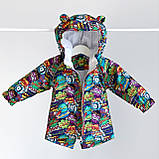 Куртка дитяча DoRechi водонепроникна плащівка Комікс зріст 74 см (6-9 місяців) Синій+Зелений, фото 2