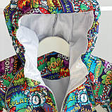 Куртка дитяча DoRechi водонепроникна плащівка Комікс зріст 74 см (6-9 місяців) Синій+Зелений, фото 5