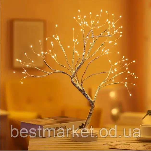 Світильник-Ничник "Дерево Бонсай" 108 Led Теплий Білий від USB + Батарейка