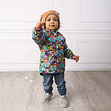 Куртка дитяча DoRechi водонепроникна плащівка Комікс зріст 74 см (6-9 місяців) Синій+Зелений, фото 8