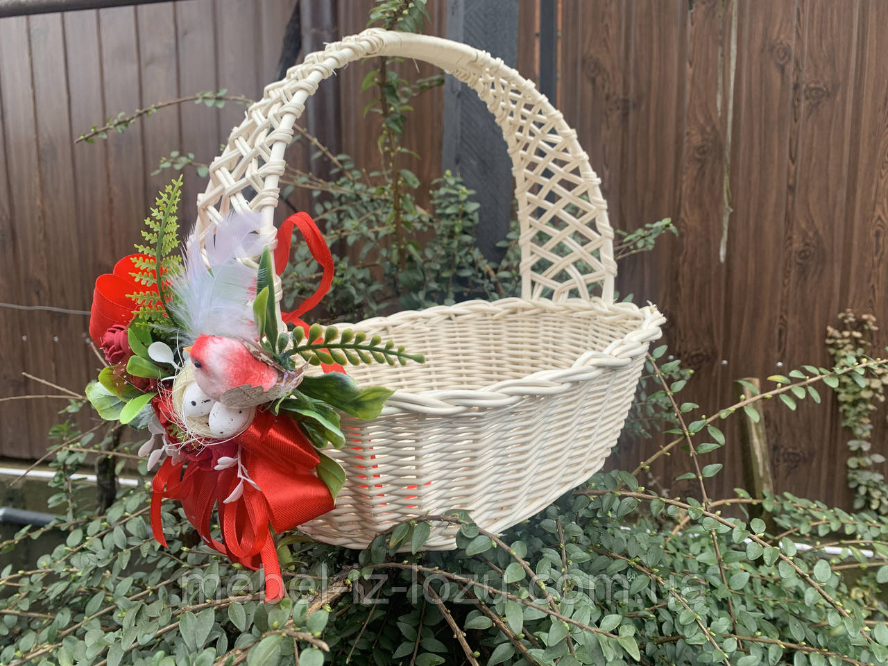 Кошик "Кобра", вибілений великий з прикрасою, фото 1