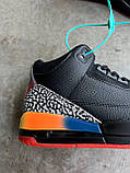 Чоловічі кросівки Nike Air Jordan 3 x J Balvin Medellin Sunset Black Retro, чорні шкіряні найк аір джордан 3 балвін меделін ретро, фото 6