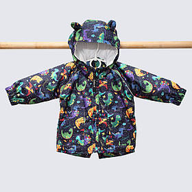 Куртка дитяча DoRechi водонепроникна плащівка Динозаври в космосі зріст 74 см (6-9 місяців) Синій+Зелений