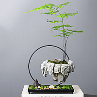 Элегантный вазон для комнатных растений Плавучий остров круглым железным обрамлением белый