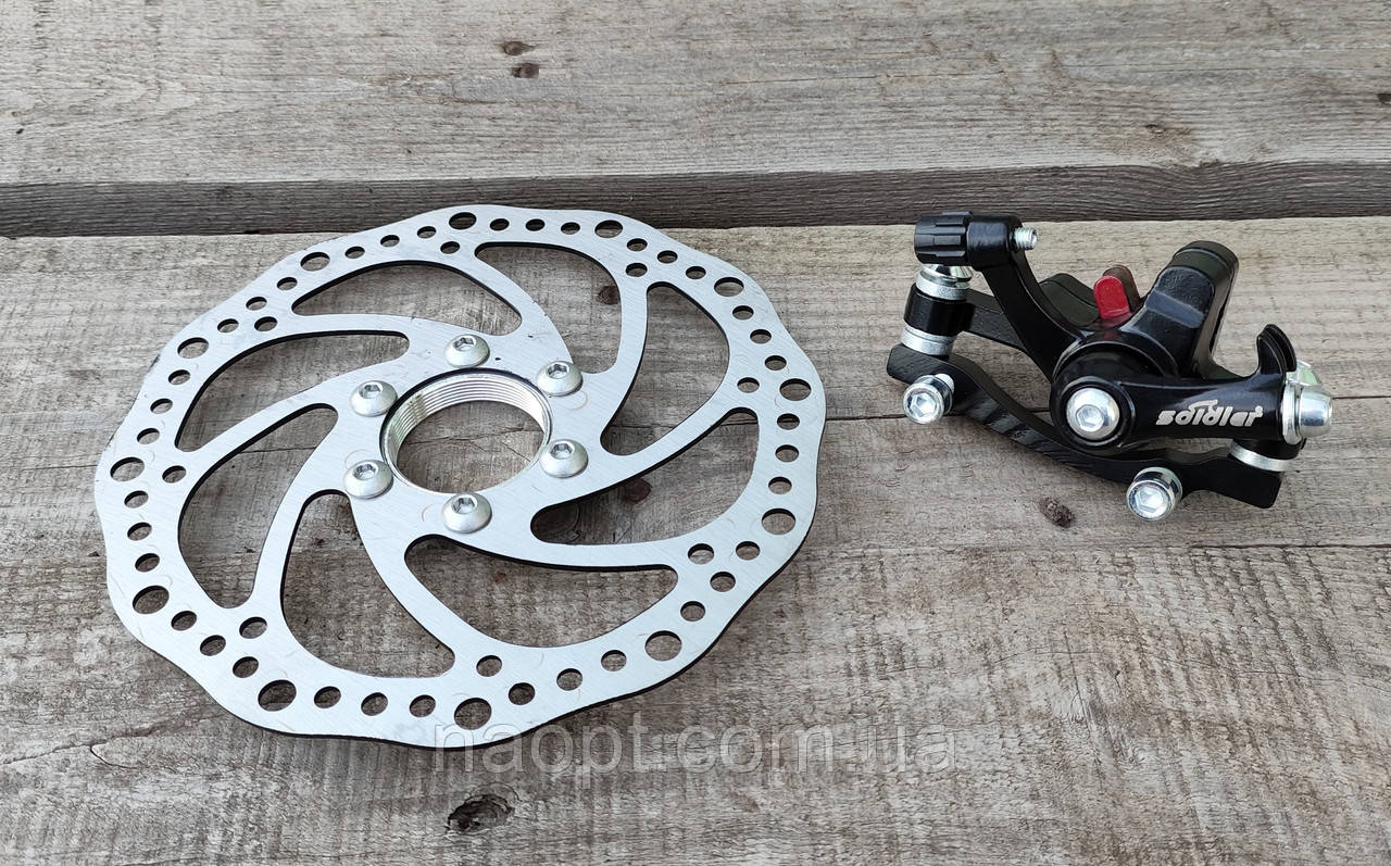 Дискові гальма на велосипед. ПЕРЕДІЙ Ф 160 mm. Механічні дискові гальма., фото 1
