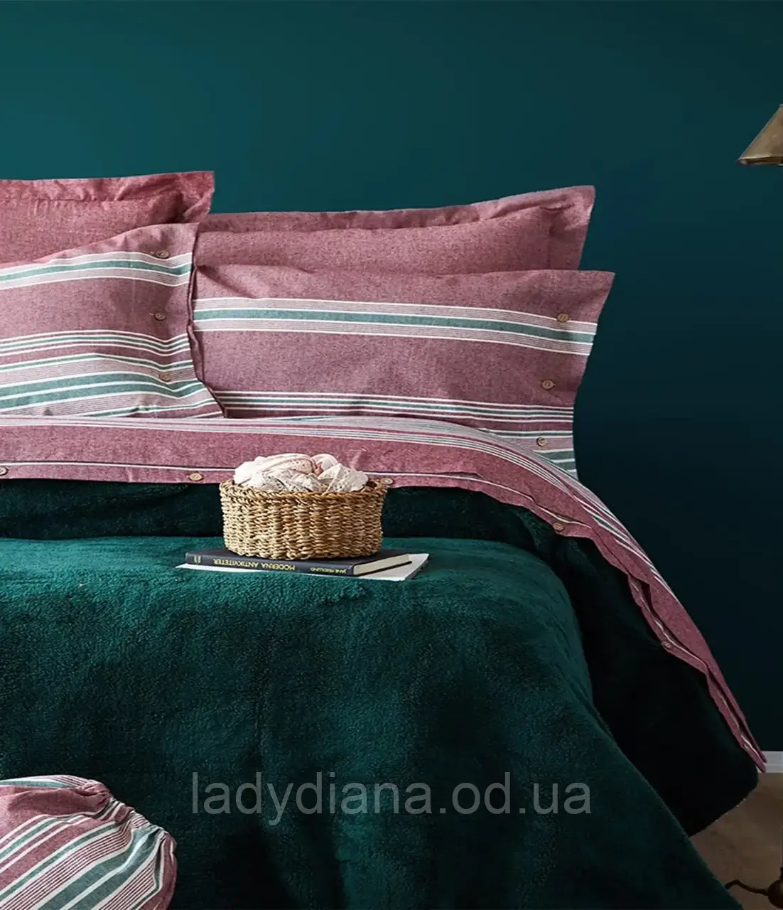 Байкова постільна білизна натуральна з теплим флісовим пледом\підковдрою євро розмір 200/220cм Apricitas