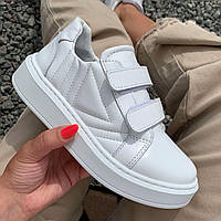 Кросівки шкіряні білі на липуч /30533/ 33р