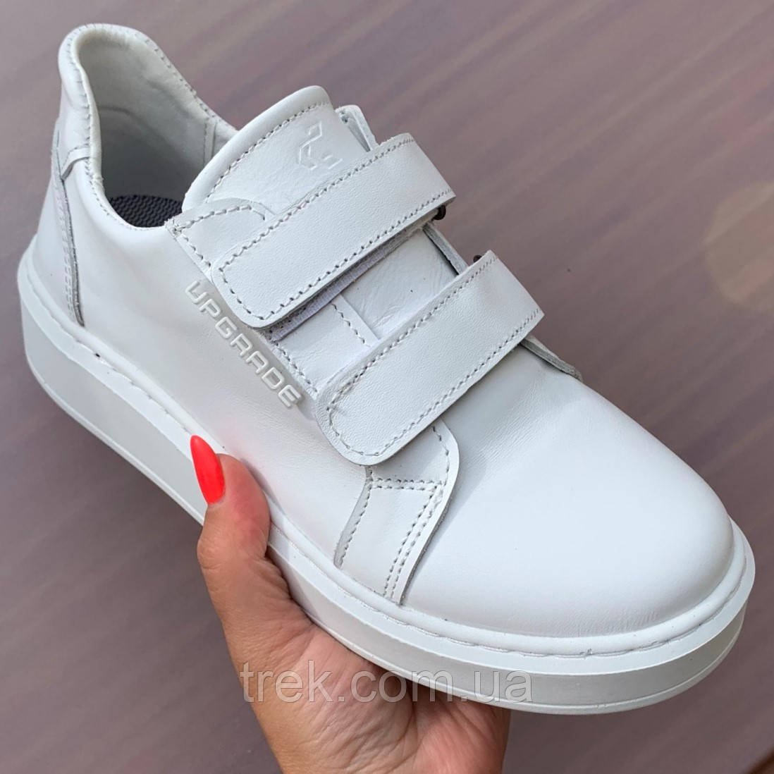 Кросівки шкіряні білі на липуч /30531/ 34р, фото 1