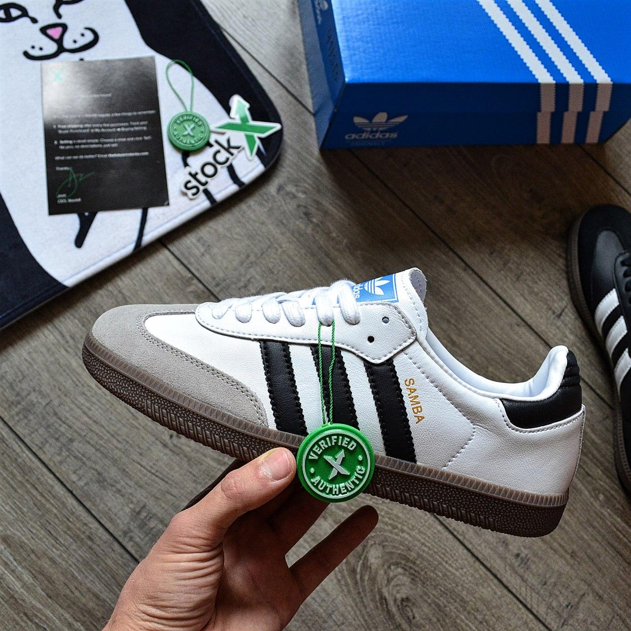 Чоловічі кросівки Adidas Samba OG White Gum (Білі) Адідас Самба ОГ шкіра замш текстиль демісезон