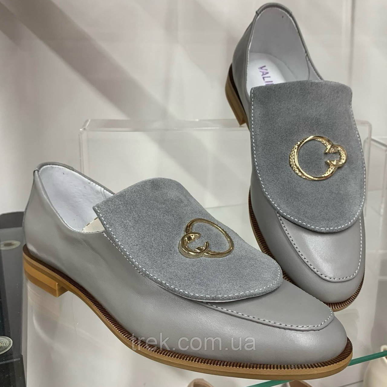 Туфлі жіночі шкіра/замш сірі /23126/ 37р, фото 1
