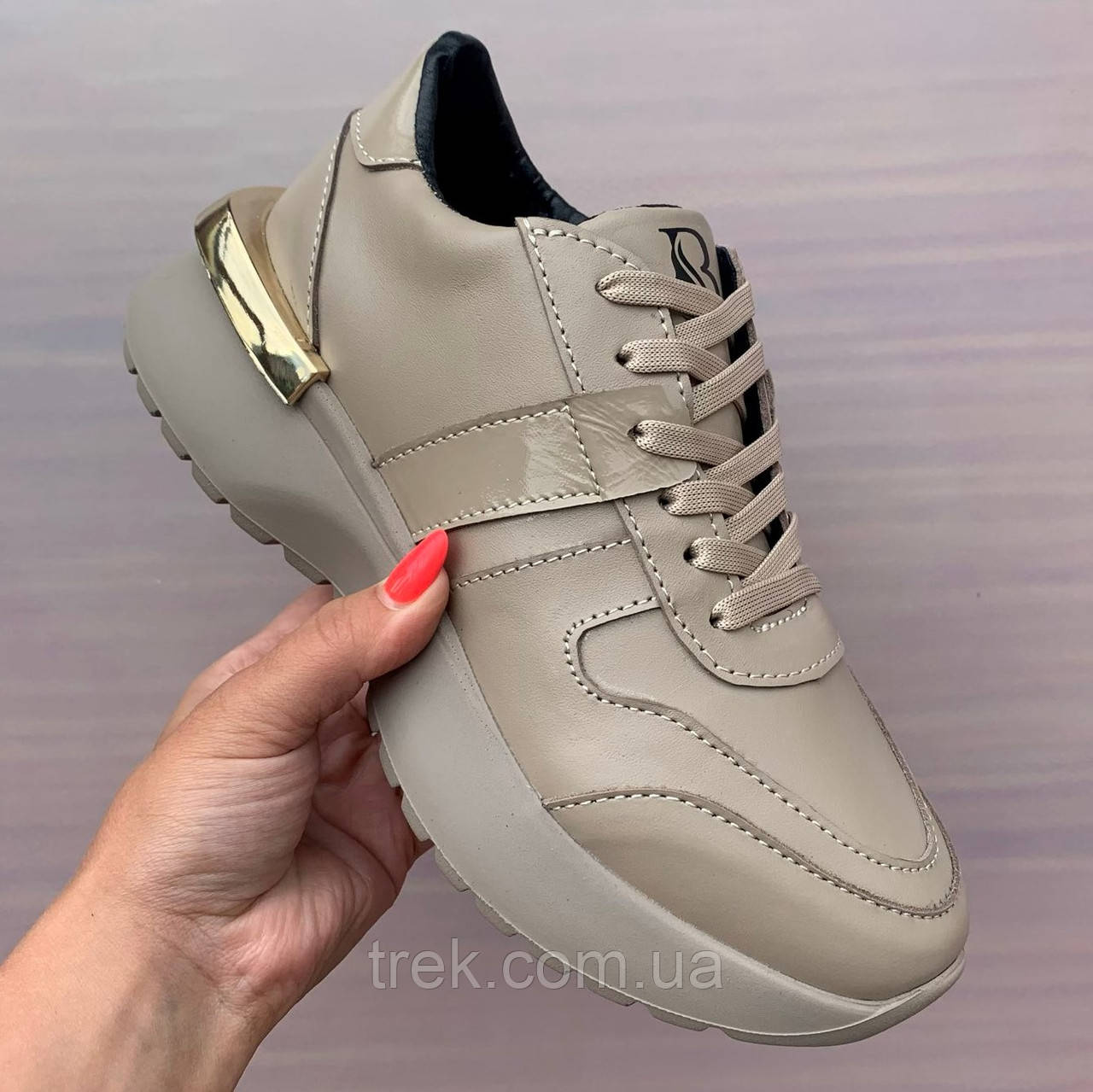 Кросівки жіночі шкіряні бежеві /23121/ 39р, фото 1