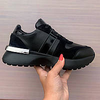 Кросівки жіночі шкіряні чорні /23122/ 40р