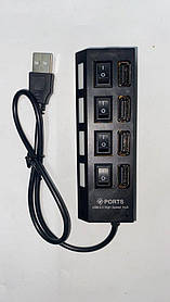 USB HUB на 4 порти з перемикачем та підсвічуванням (USB 2.0)