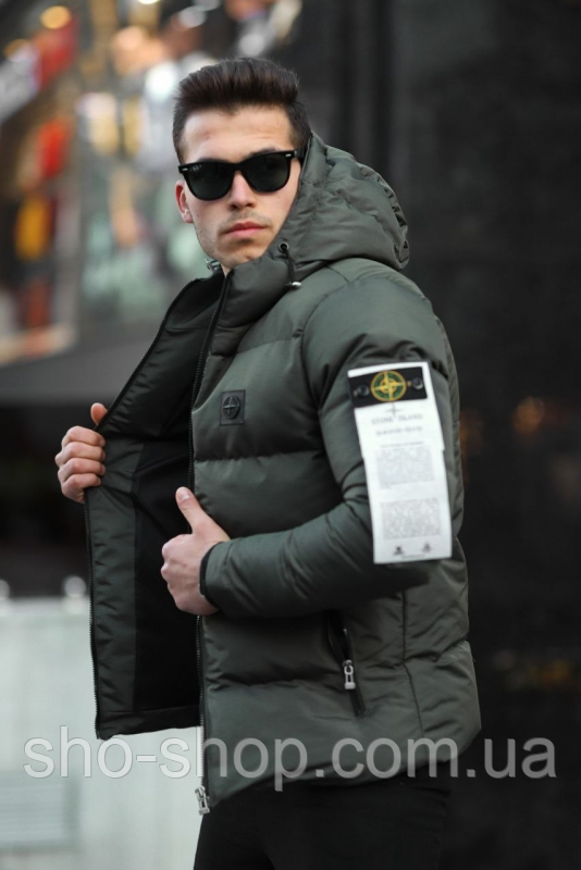 Чоловіча зимова куртка Stone Island Куртка Stone Island хакі зима Туреччина, фото 1