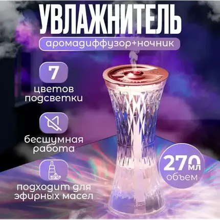 Кришталева лампа зі зволожувачем повітря Xiaomanyo humidifier і сенсорним керуванням, фото 1