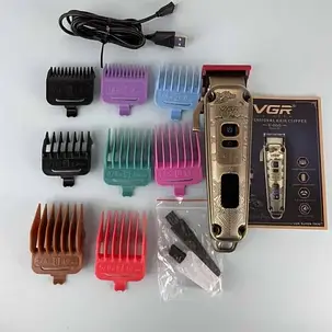 Машинка для стриження волосся тример акумуляторний бездротовий Vgr V-005, фото 3