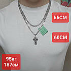 Чоловічий срібний комплект хрестик та ланцюжок бісмарк з чорнінням 925 проби, фото 5