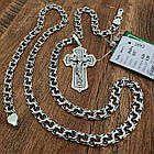 Чоловічий срібний комплект хрестик та ланцюжок бісмарк з чорнінням 925 проби, фото 4