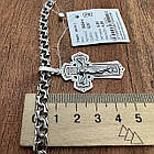 Чоловічий срібний комплект хрестик та ланцюжок бісмарк з чорнінням 925 проби, фото 7