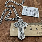 Чоловічий срібний комплект хрестик та ланцюжок бісмарк з чорнінням 925 проби, фото 6