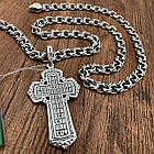 Чоловічий срібний комплект хрестик та ланцюжок бісмарк з чорнінням 925 проби, фото 3