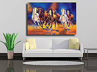Картина на холсте "Семь лошадей. Значение Семь Лошадей символизирует успех и силу" 45х30
