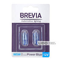 Лампа накаливания BREVIA W5W 12V 5W W2.1x9.5d Power Blue CP