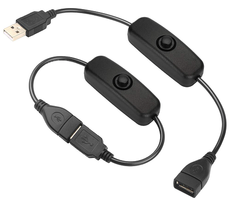Кабель USB тато-мама з вимикачем для світлодіодних стрічок та іншого, 20см, кругла кнопка, чорний, фото 2
